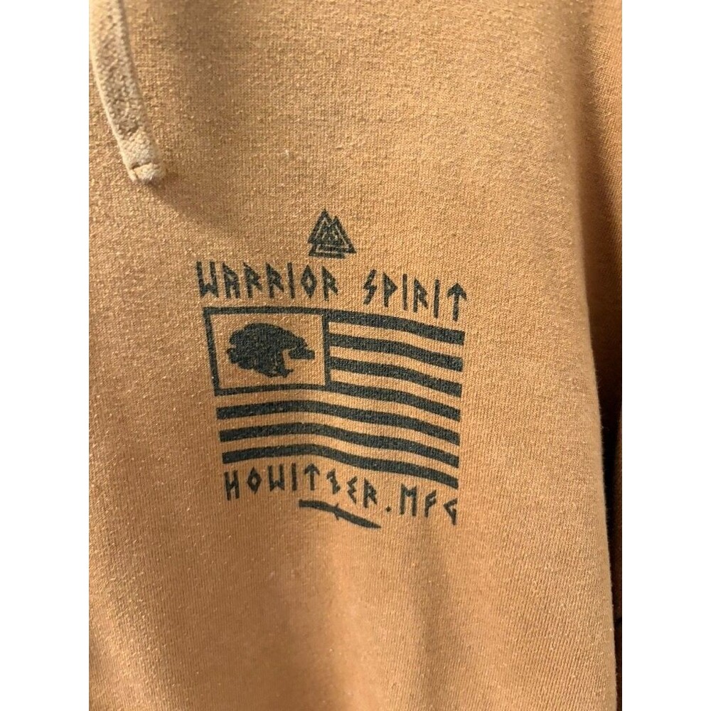 Howitzer Viking Warrior Spirit Hoodie Mens Mustard Yellow Graphic Pullover - Picture 2 of 7